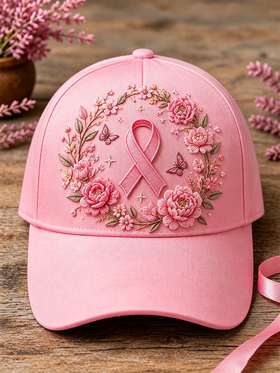 Chapeau de soutien à la sensibilisation au cancer du sein, unisexe, imprimé floral rose