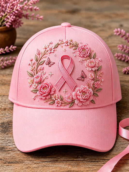 Chapeau de soutien à la sensibilisation au cancer du sein, unisexe, imprimé floral rose