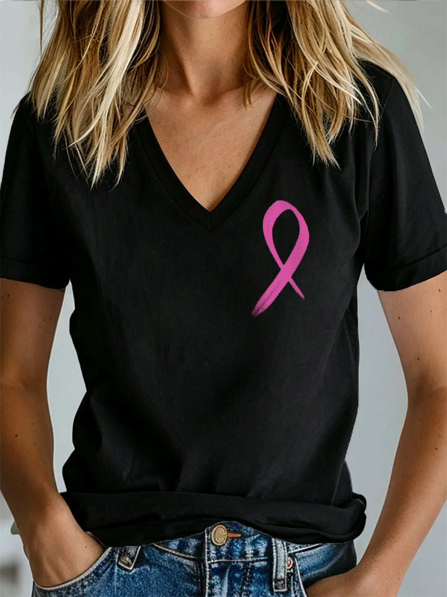 T-shirt imprimé de sensibilisation au cancer du sein chez la femme