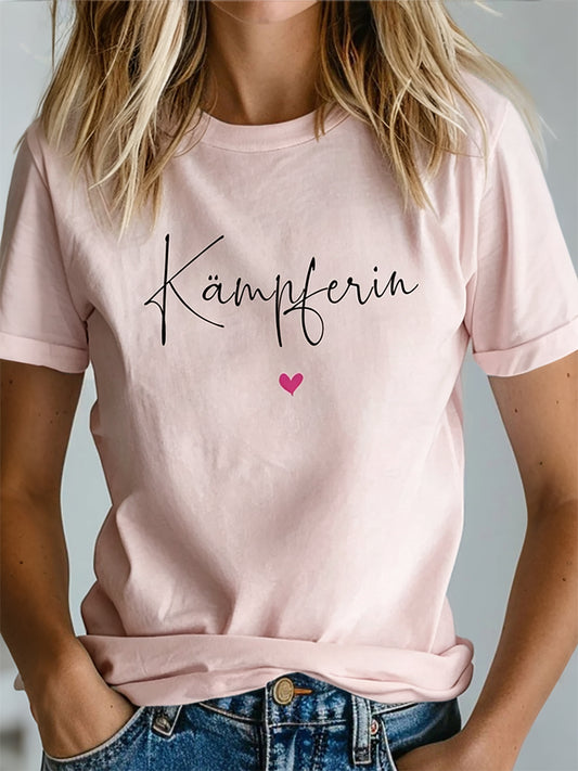 T-shirt imprimé de sensibilisation au cancer du sein pour femmes