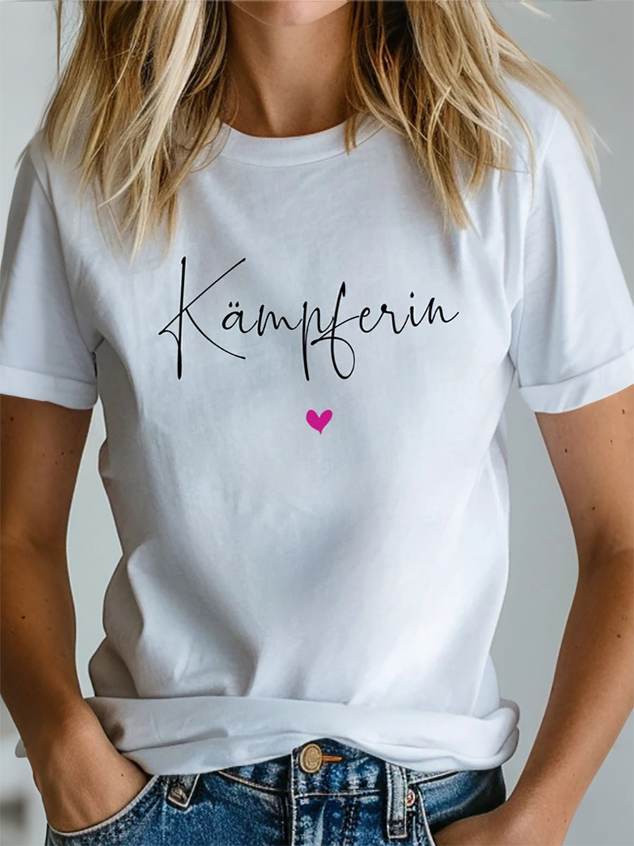 T-shirt imprimé de sensibilisation au cancer du sein pour femmes