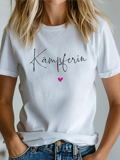 T-shirt imprimé de sensibilisation au cancer du sein pour femmes
