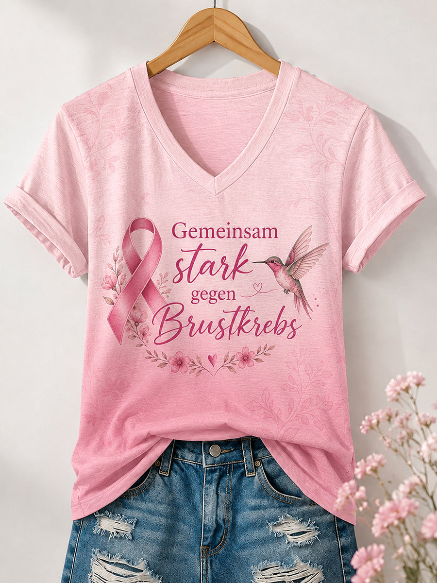 T-shirt imprimé de sensibilisation au cancer du sein chez la femme