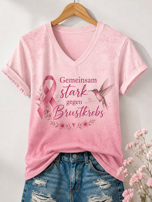 T-shirt imprimé de sensibilisation au cancer du sein chez la femme