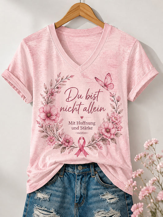 T-shirt imprimé de sensibilisation au cancer du sein chez la femme