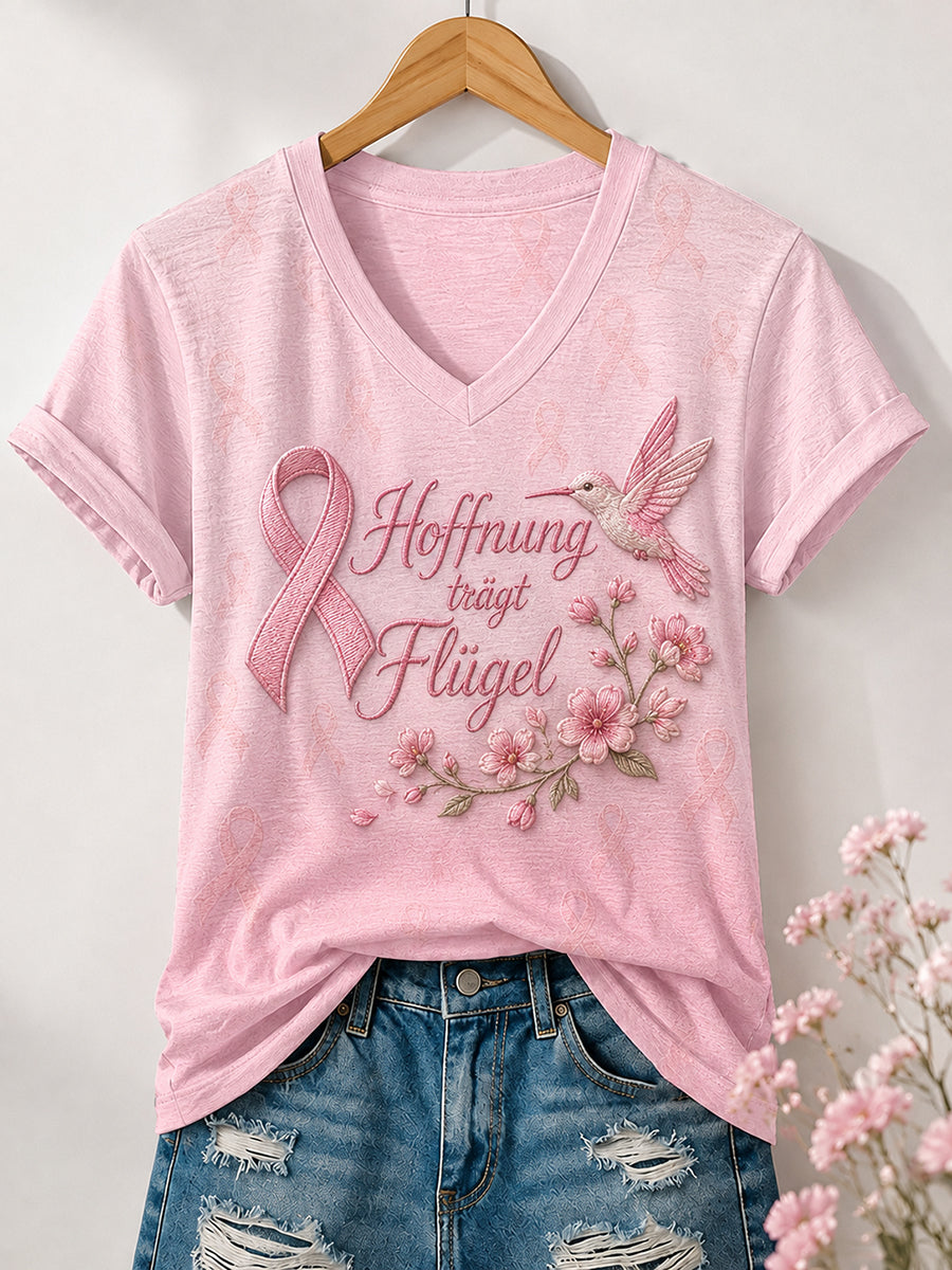 T-shirt imprimé de sensibilisation au cancer du sein chez la femme