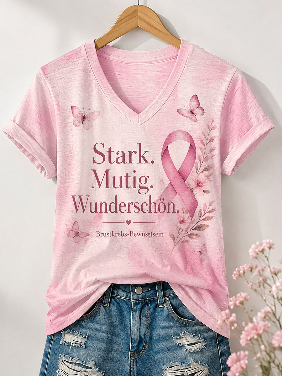 T-shirt imprimé de sensibilisation au cancer du sein chez la femme