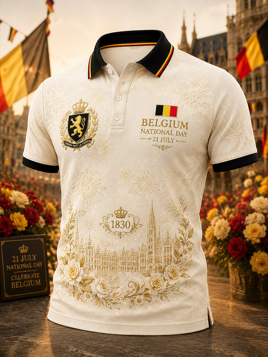Polo à manches courtes pour homme avec imprimé célébrant la fête nationale