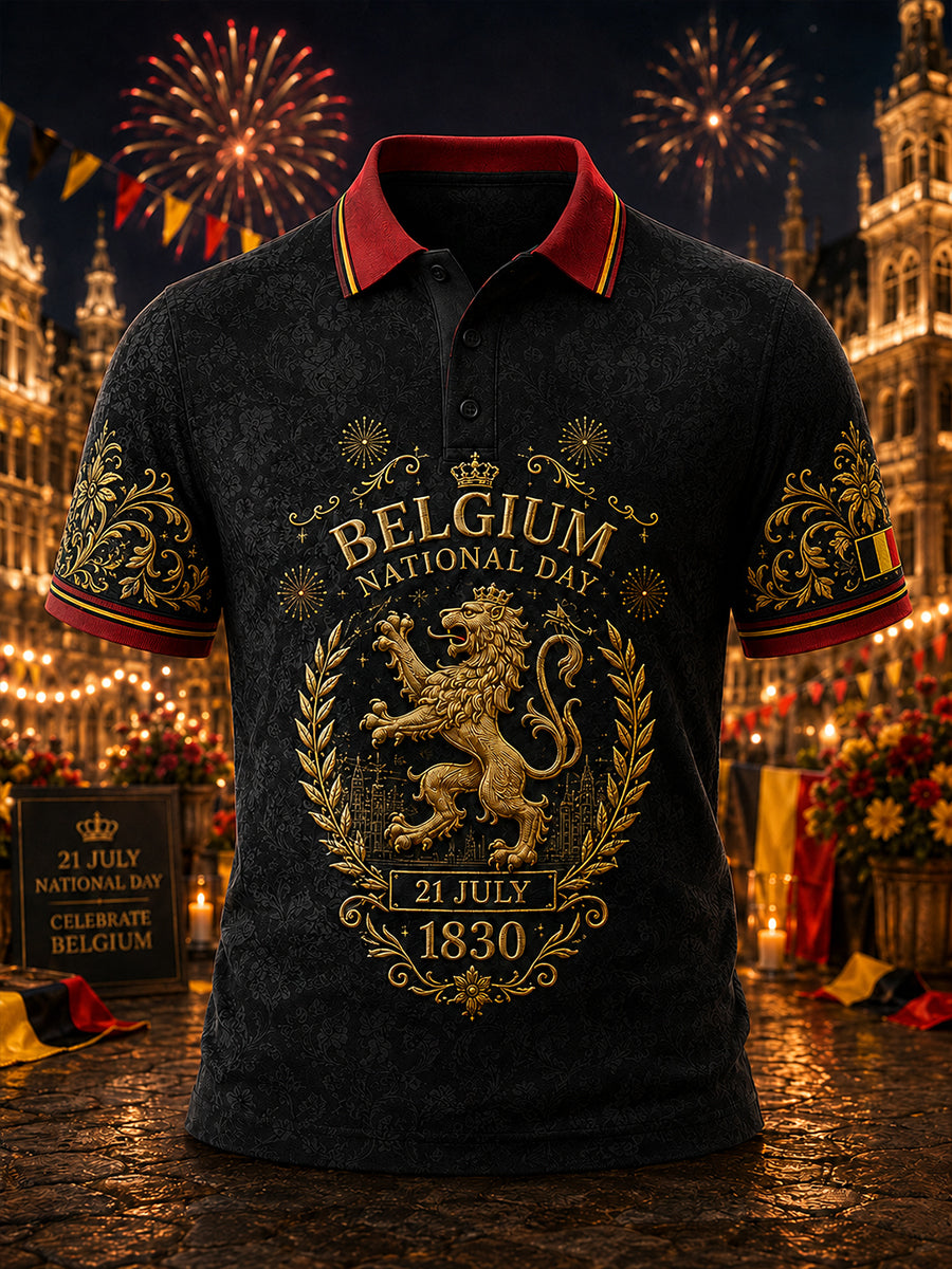 Polo à manches courtes pour homme avec imprimé célébrant la fête nationale