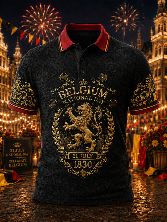 Polo à manches courtes pour homme avec imprimé célébrant la fête nationale