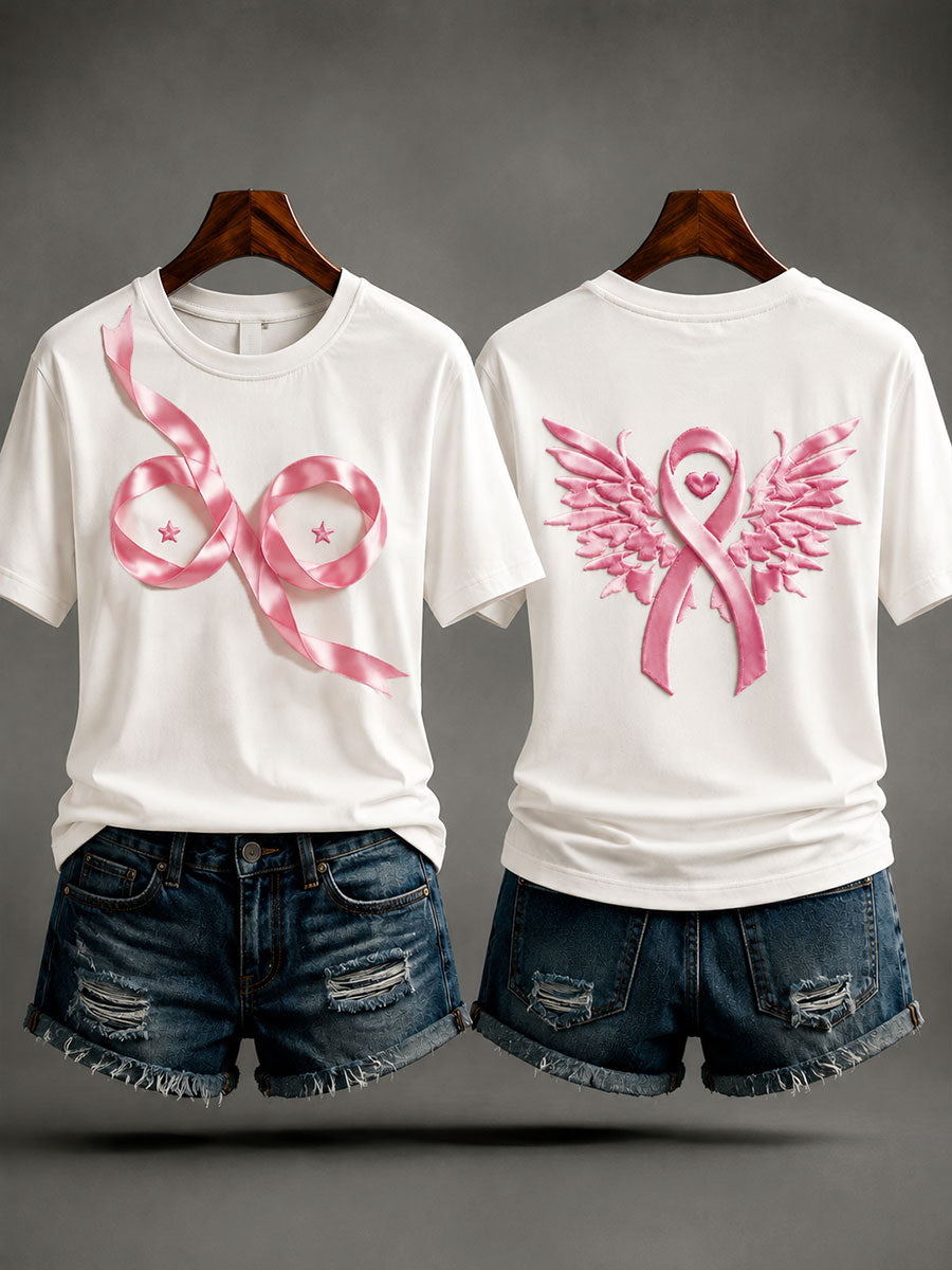 T-shirt de sensibilisation au cancer du sein créatif ruban rose pour femmes