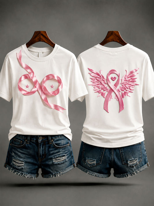 T-shirt de sensibilisation au cancer du sein créatif ruban rose pour femmes