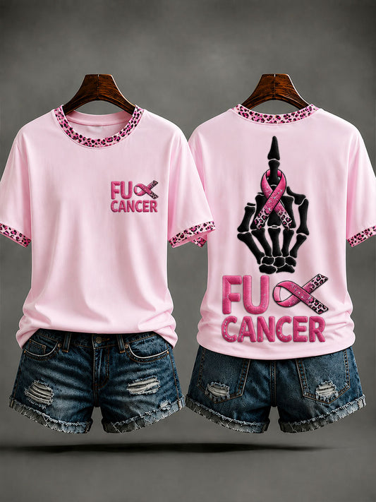 T-shirt de sensibilisation au cancer du sein «Fuck Cancer» pour femme, ruban rose