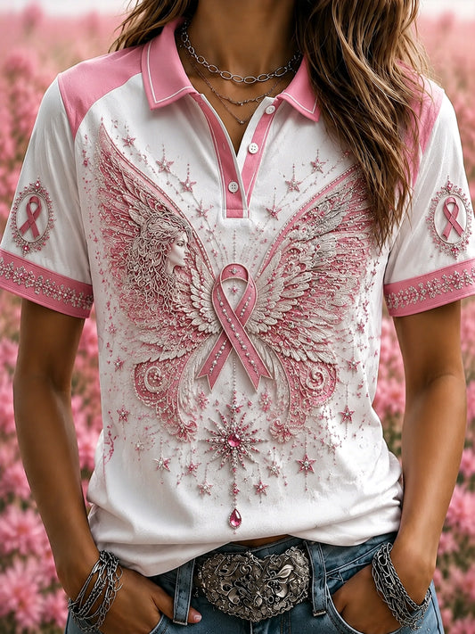 Polo Femme Rose Hope Awareness