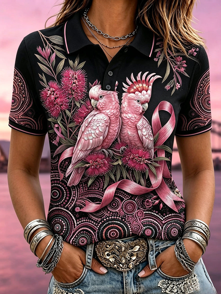 T-shirt polo de sensibilisation au cancer du sein en Australie pour femmes