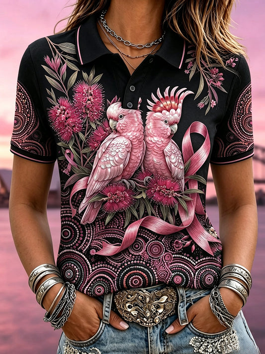 T-shirt polo de sensibilisation au cancer du sein en Australie pour femmes