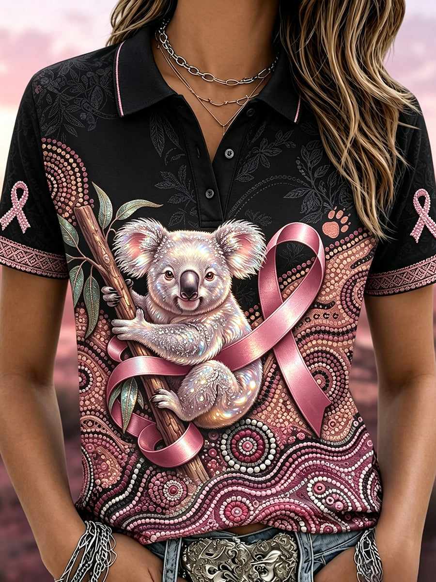 T-shirt polo de sensibilisation au cancer du sein en Australie pour femmes