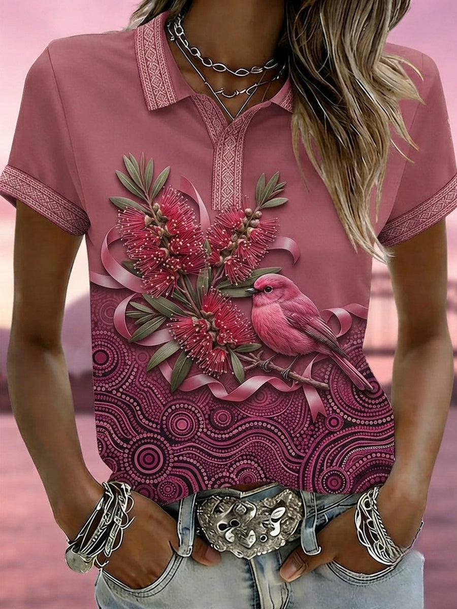 T-shirt polo de sensibilisation au cancer du sein en Australie pour femmes