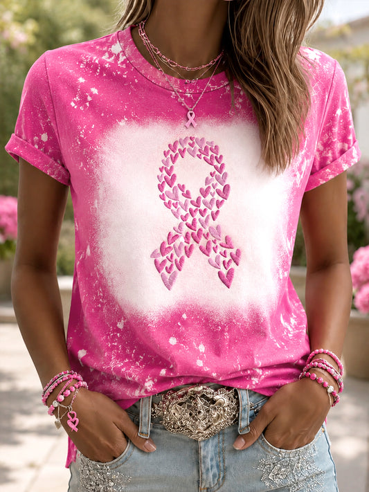 Femmes de l'espoir pour une cure rose ruban amour coeur impression cancer du sein soutien de sensibilisation Tee
