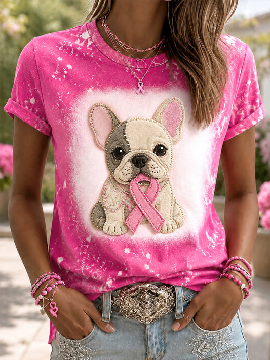 Les femmes de l'espoir pour une cure de ruban rose chien impression cancer du sein soutien de sensibilisation Tee