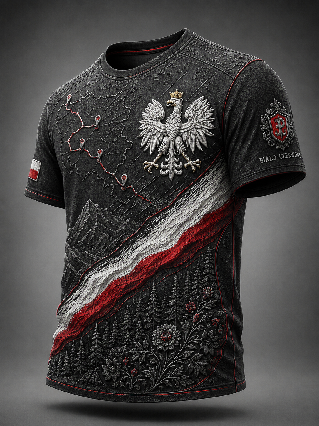 Męski t-shirt z krótkim rękawem z Polską
