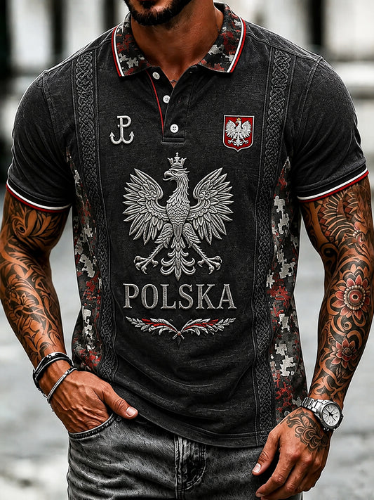 Retro polska pamiątkowa koszulka polo na co dzień