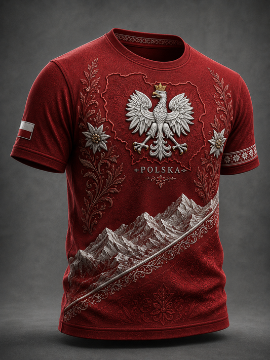 Męski t-shirt z krótkim rękawem z Polską