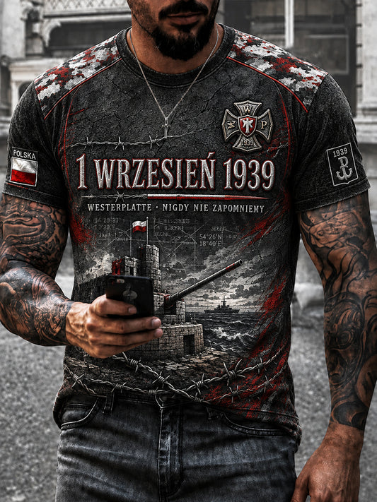 Stary polski koszulka pamiątkowa dla weteranów z 1939 roku, na co dzień