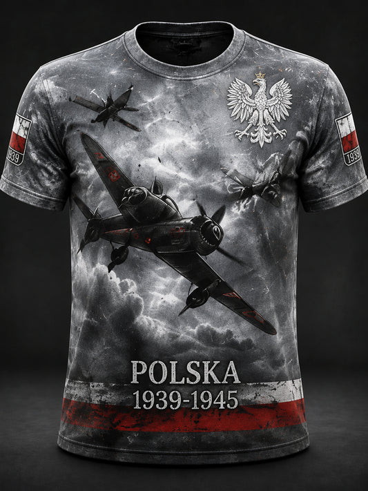 Stary polski koszulka codzienna z motywem pamiątkowym poświęconym wojnie