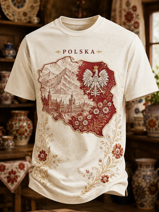 Męski t-shirt z krótkim rękawem z Polską