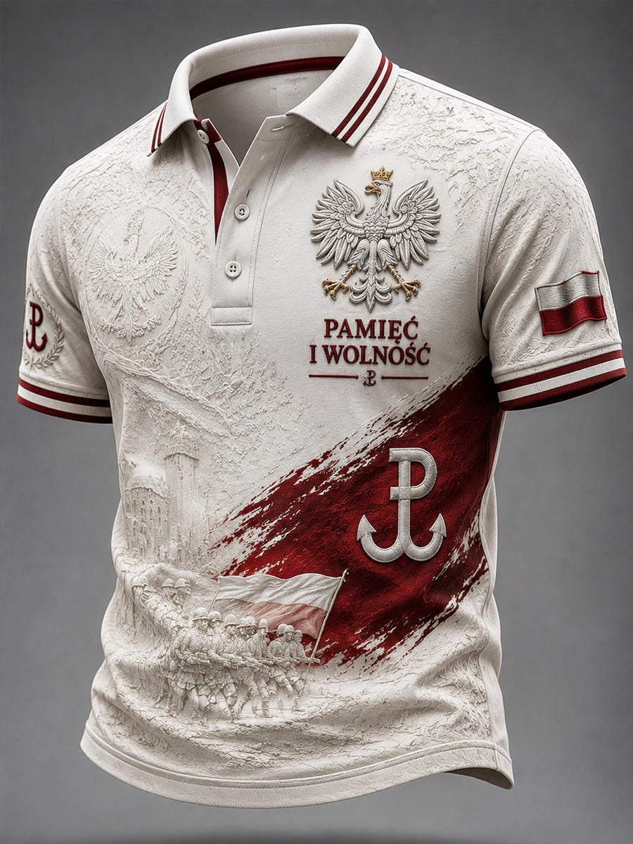 Retro polska koszulka polo dla weteranów, pamiątkowa, na co dzień