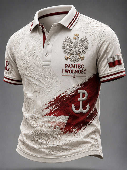 Retro polska koszulka polo dla weteranów, pamiątkowa, na co dzień