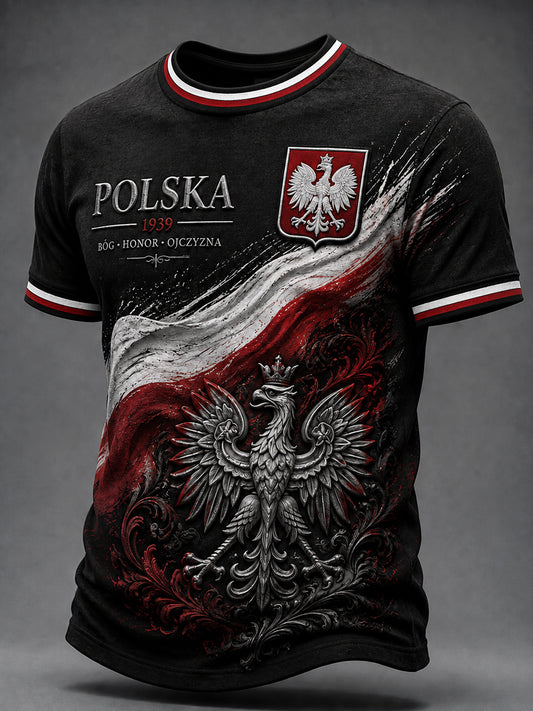 Rocznikowy polski emblemat orła, pamiątkowy t-shirt wojenny