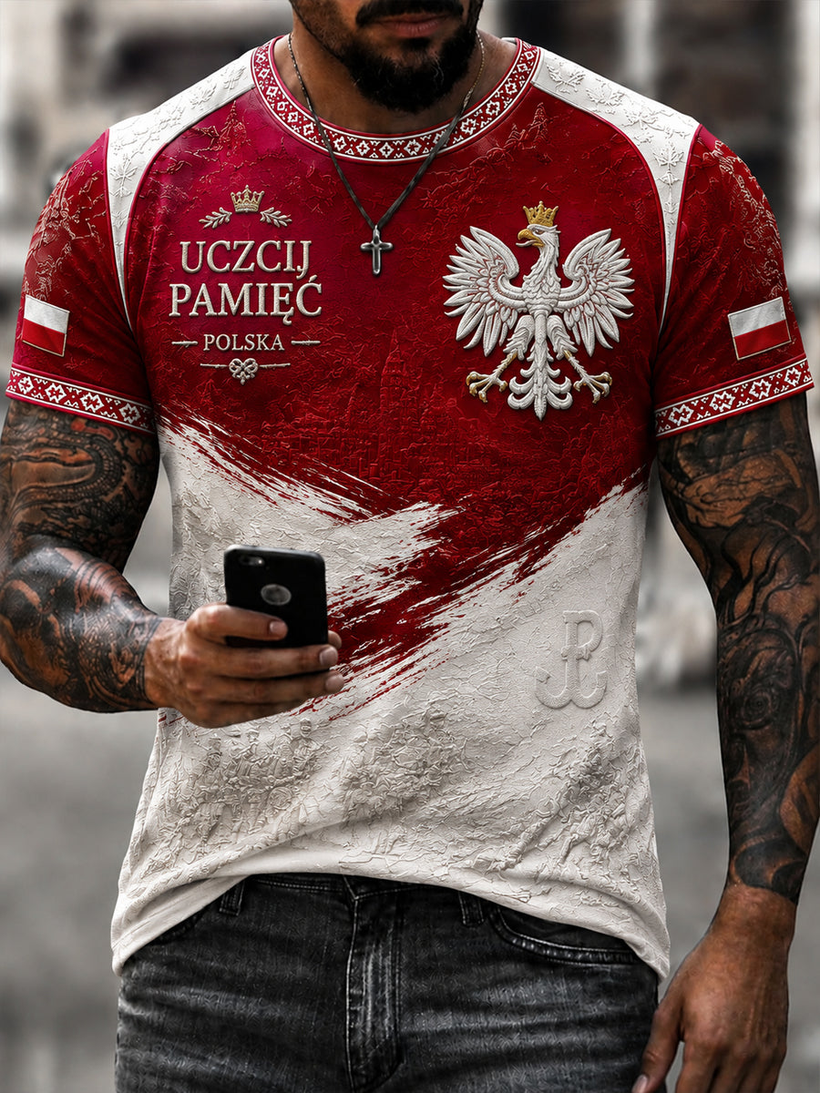 Klasyczny t-shirt z retro motywem upamiętniającym polskich weteranów