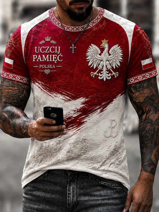 Klasyczny t-shirt z retro motywem upamiętniającym polskich weteranów