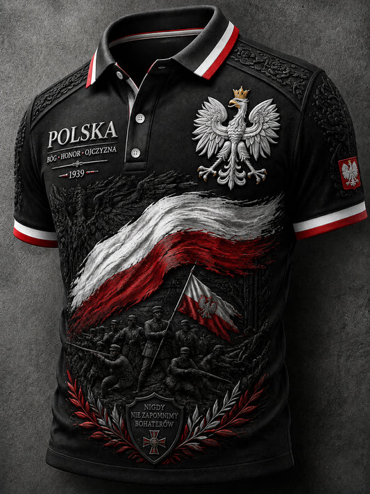 Rocznikowy polski emblemat orła, pamiątkowa koszulka polo na co dzień