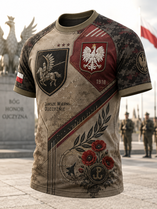 Męski t-shirt wojskowy polskich sił zbrojnych z krótkim rękawem