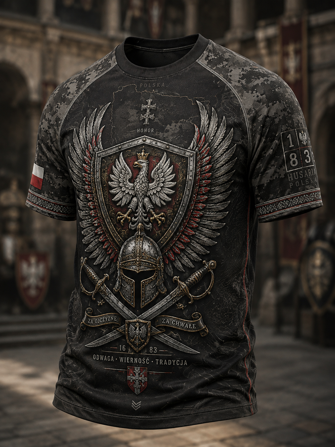 Męski t-shirt wojskowy polskich sił zbrojnych z krótkim rękawem