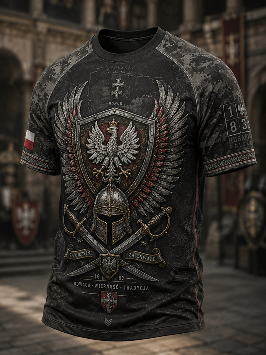 Męski t-shirt wojskowy polskich sił zbrojnych z krótkim rękawem