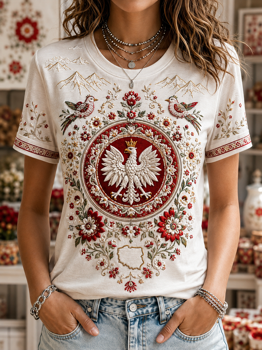 Damski t-shirt z krótkim rękawem z Polską