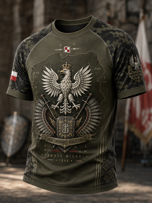 Męski t-shirt wojskowy polskich sił zbrojnych z krótkim rękawem