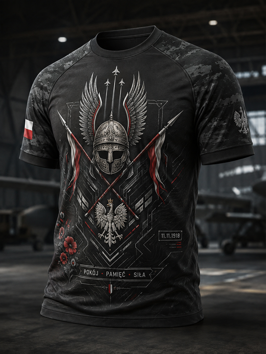 Męski t-shirt wojskowy polskich sił zbrojnych z krótkim rękawem