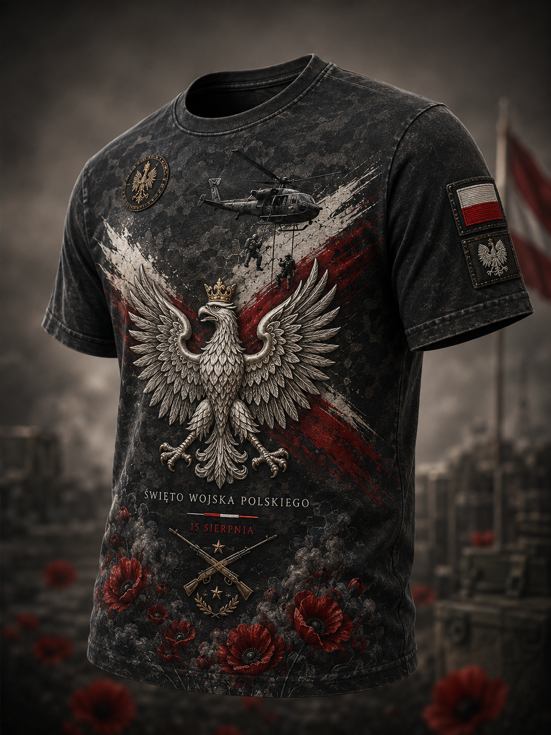 Męski t-shirt wojskowy polskich sił zbrojnych z krótkim rękawem