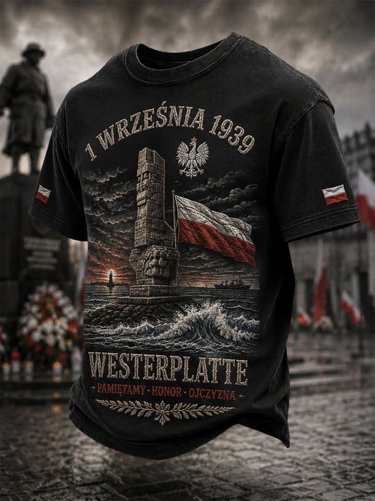 Stary polski pomnik 1939 casualowa koszulka