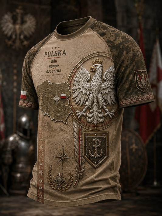 Męski t-shirt wojskowy polskich sił zbrojnych z krótkim rękawem