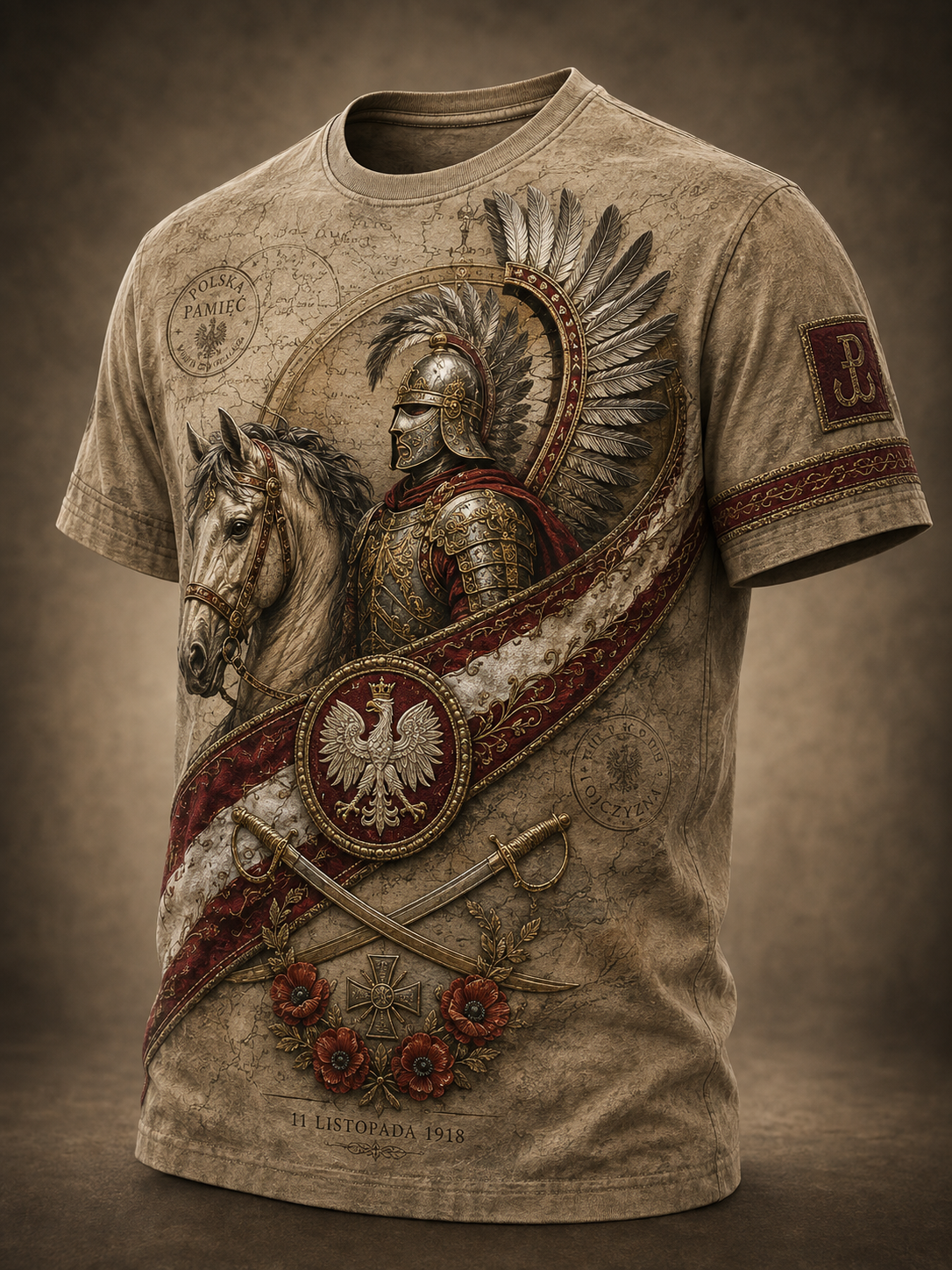 Męski t-shirt wojskowy polskich sił zbrojnych z krótkim rękawem