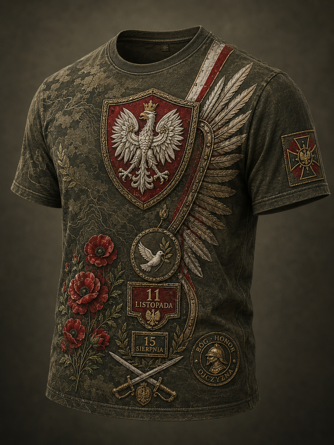 Męski t-shirt wojskowy polskich sił zbrojnych z krótkim rękawem