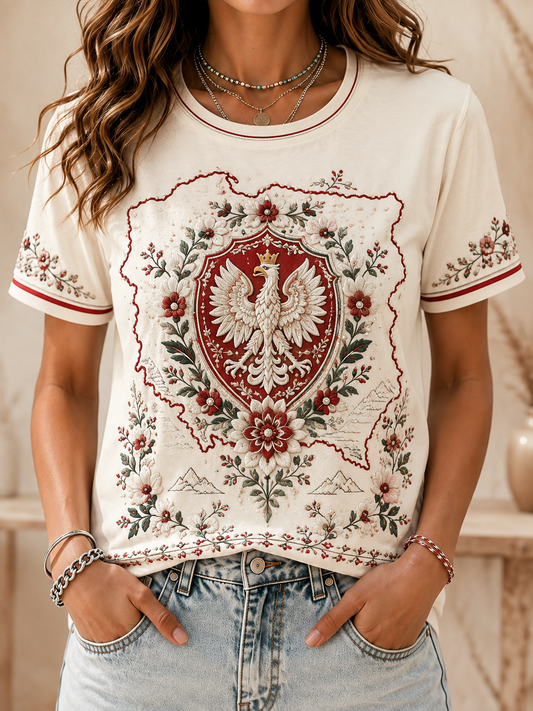 Damski t-shirt z krótkim rękawem z Polską