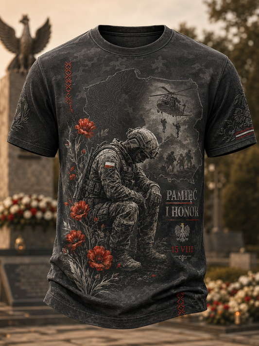 Męski t-shirt wojskowy polskich sił zbrojnych z krótkim rękawem