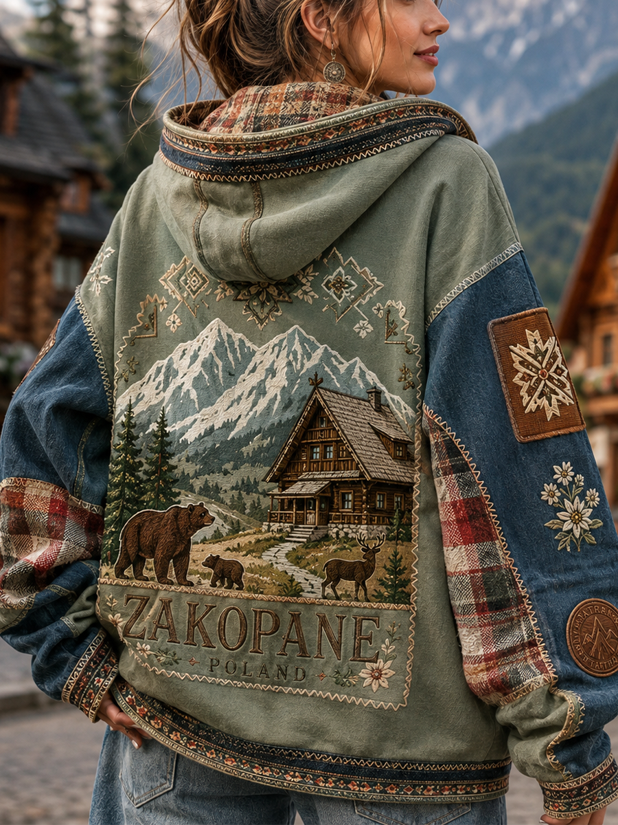 Damski bluza z kapturem i zamkiem błyskawicznym Zakopane Mountains